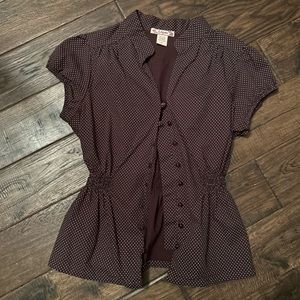 Ladies brown white shirt